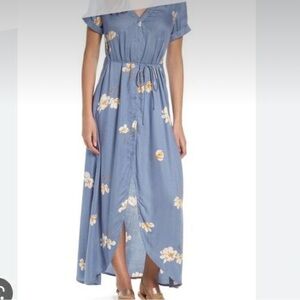 NWT Volcom “Good to be you” Cornflower Blue Floral Maxi Dress